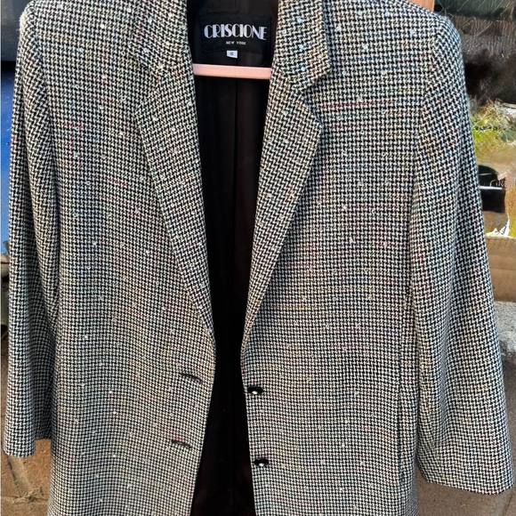 CRISCIONE houndstooth rhinestone blazer - Picture 1 of 4